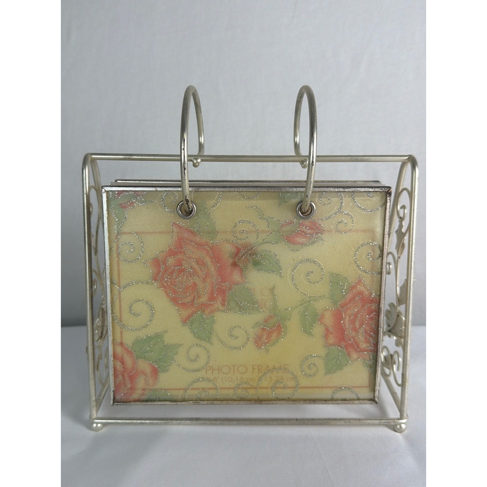 Vintage Floral Touch of Spring Flip Photo Frame Unisex OS Silver Excellent
